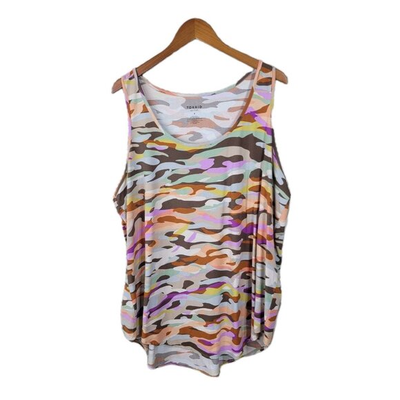 Torrid Camo Active Top Plus Size 4 4X Sleeveless Pink Blue Orange Breathable - Picture 1 of 5